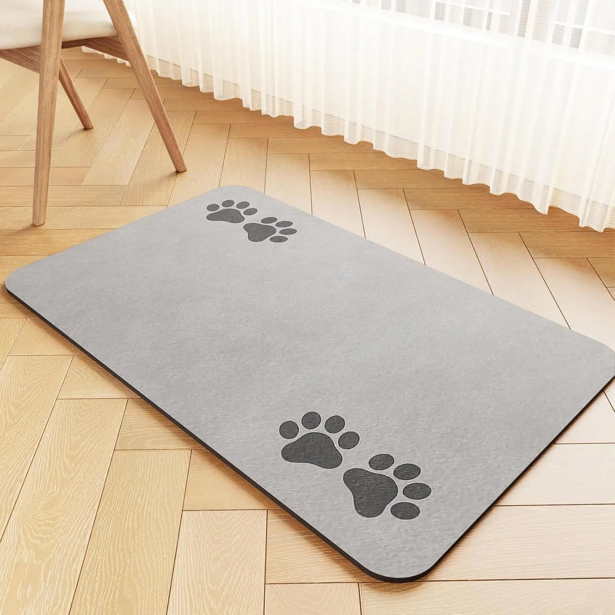 tapis absorbant imprimé empreintes animales gris moderne chiens rapide séchage