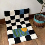 tapis multicolore abstrait clips moderne salle bain résistant machine lavable
