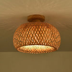 lampe suspendue tissage bambou naturelle moderne rustique 30cm 38cm lumière chaude blanc