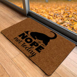 tapis d'entrée imperméable anti bactéries antidérapant chat noir motif moderne marron clair tapis sol