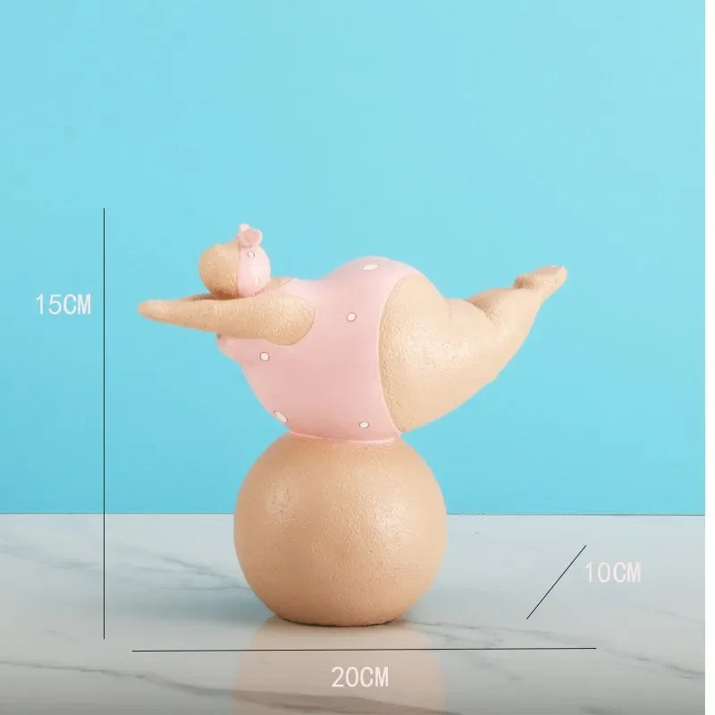 statues yoga contemporaines humoristiques résine rose beige points blancs texture mat opaques