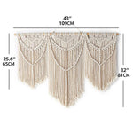 tapisserie macramé coton ovale motifs géométriques franges bohème bois opaque