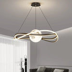 suspension lumineuse moderne minimaliste noir blanc anneau lune opale salle étude chambre