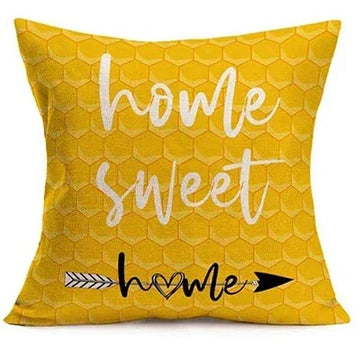 coussin décoratif carré jaune motif géométrique moderne housse canapé salon tissu polyester intérieur maison
