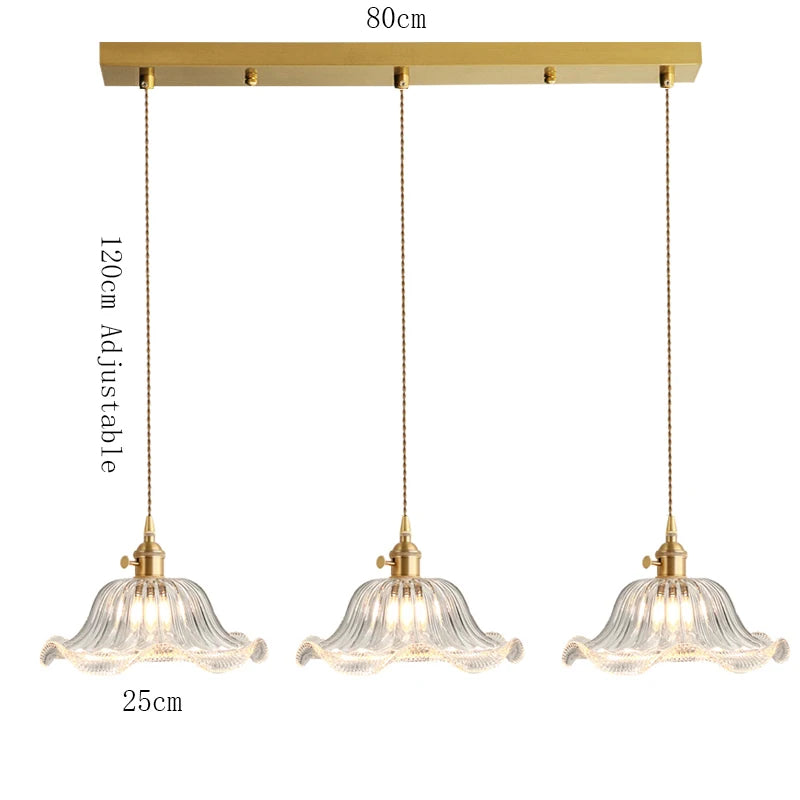 suspension lumineuse vintage transparente motifs floraux vert orange bleu