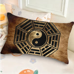 housse coussin yin yang symbole chinois noir minimaliste 100 polyester double face 30x30cm 40x40cm