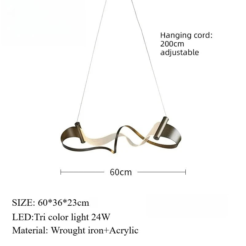 suspension lumineuse moderne blanc doré noir ondulé mat salon chambre