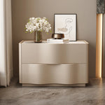 commode moderne beige clair tiroirs plateau rangement meuble chambre simple