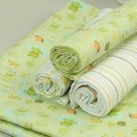 drap lit bébé coton imprimé animal floral emmaillotage couverture enveloppée points zigzag vert bleu