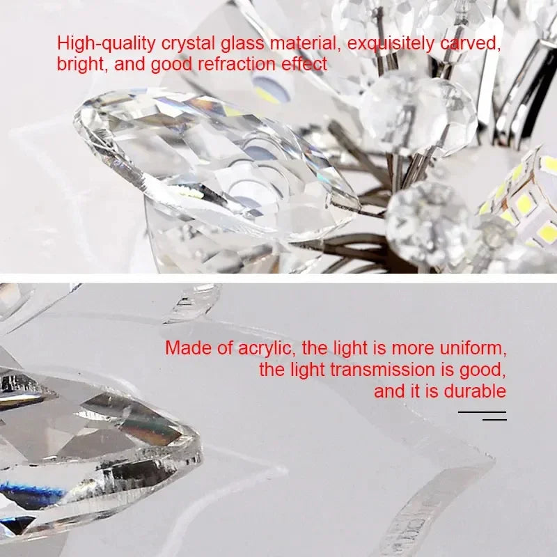 lampe moderne transparente fleurs dorées élégante invisible led chambre salon