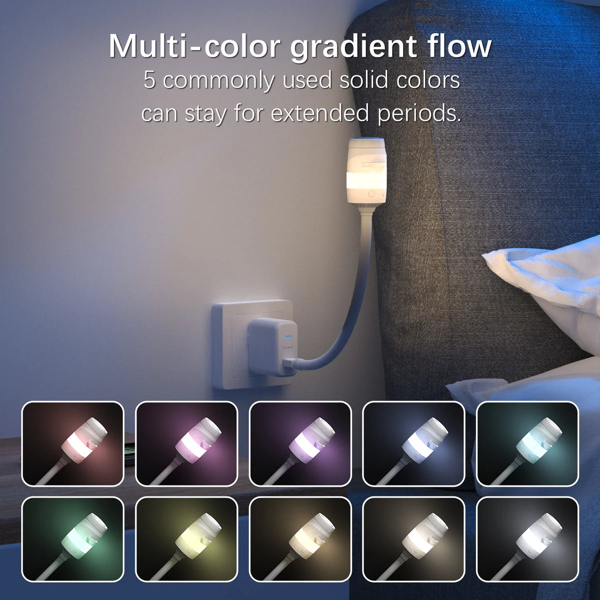 projecteur nuit blanc moderne tringle flexible éclairage ambiance chambre bouton poussoir usb