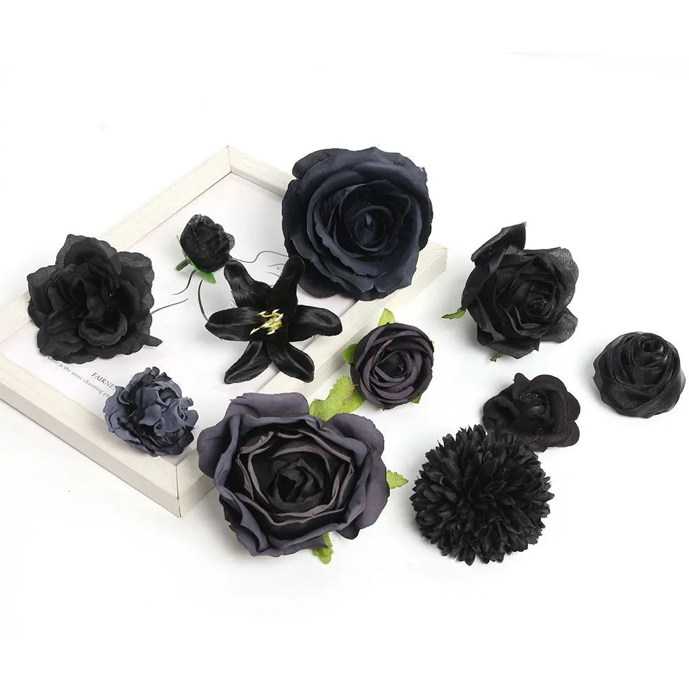 fleurs artificielles noires roses pivoines classiques intérieures décoration anniversaire baby shower événements