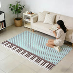 tapis moderne piano key polka dot bleu clair marron antidérapant intérieur extérieur chambre salon