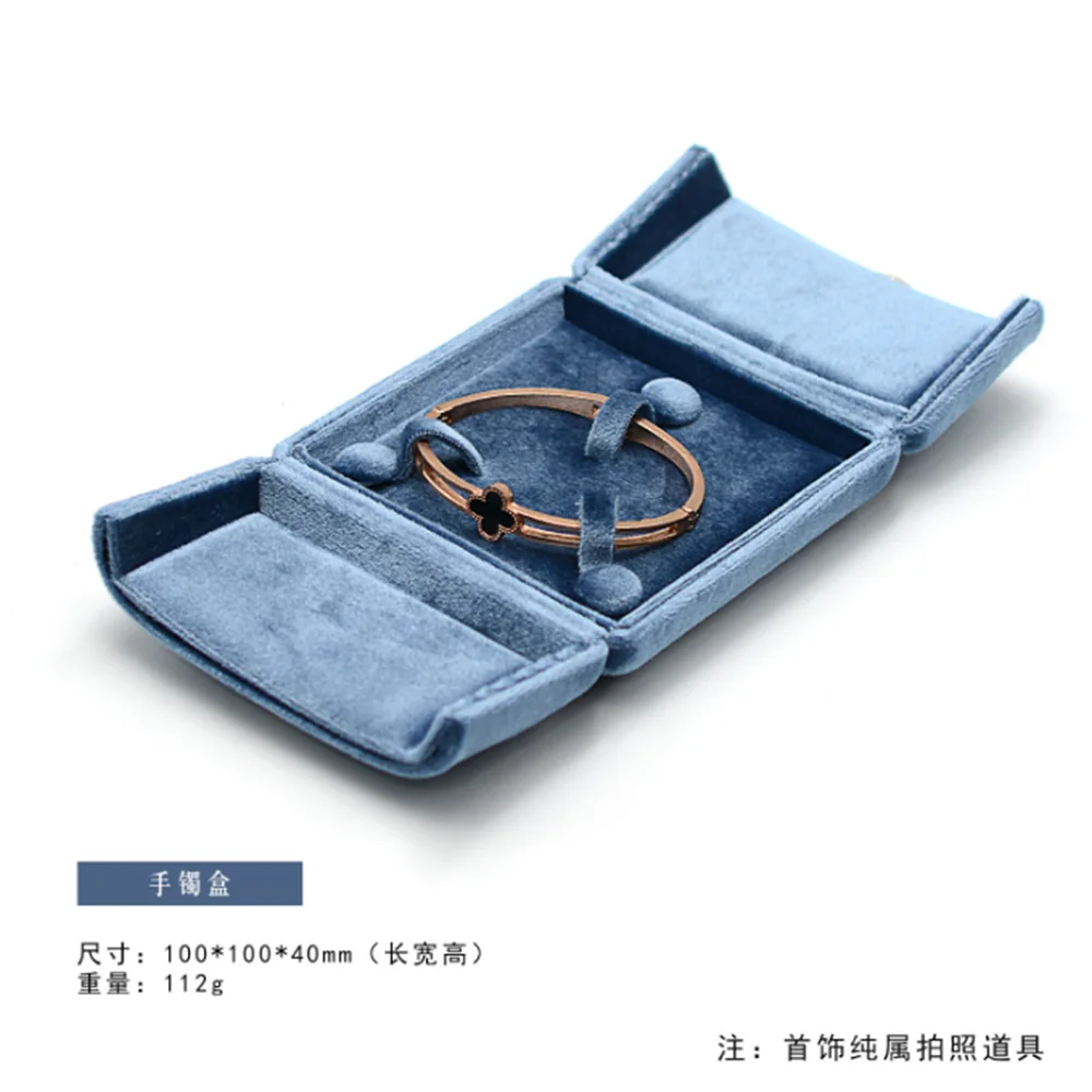boîte bijoux velours bleu classique boîte bague bracelet collier boucles d'oreilles organizer voyage