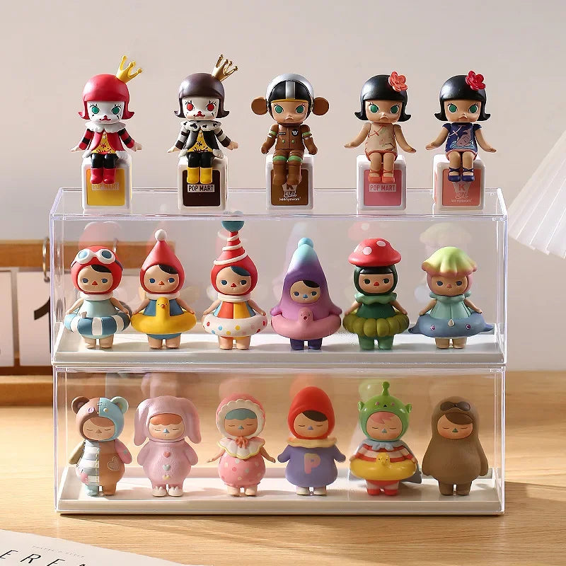boîte rangement transparente réutilisable moderne organisateur jouets figurines divers cartoon capacité importante anti poussière