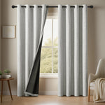 rideau texturé lin gris clair opaque moderne tringle minimaliste chambre salon