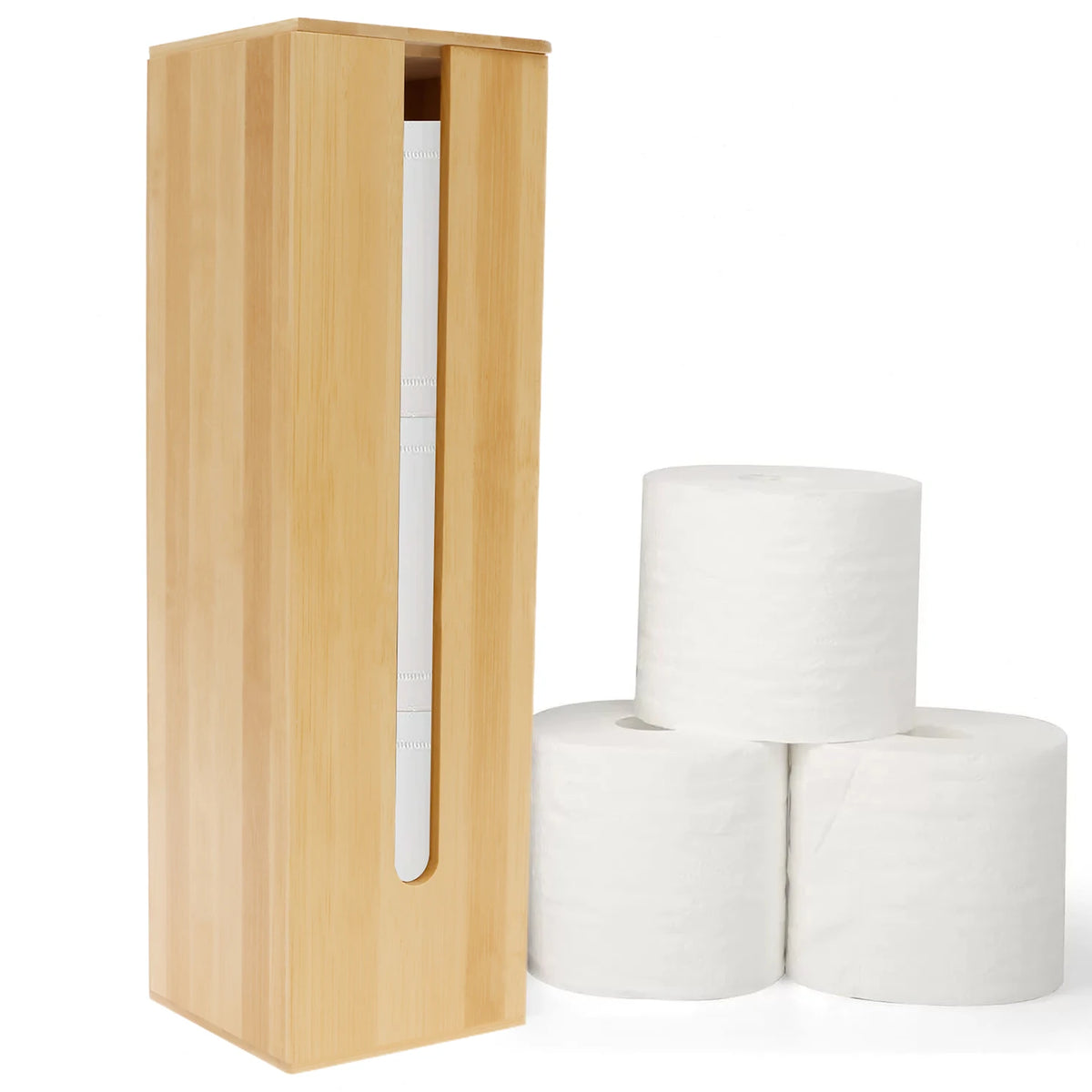 boîte papier toilette bois lisse minimaliste salle bain rangement étanche distributeur serviettes hygiène maisoncoration