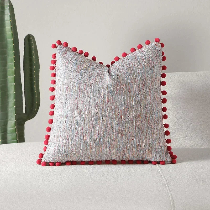 housses coussins décoratifs nordique moderne 100 polyester géométrique pompons verts adhésifs 45x45cm 30x50cm