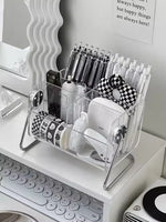 rangements transparent moderne compartiments stylos telephone livre rubans maquillage calendrier notes clavier