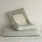taies d'oreiller coton vert clair rayures horizontales moderne 48x74cm 40x60cm 30x50cm respectueux environnement non