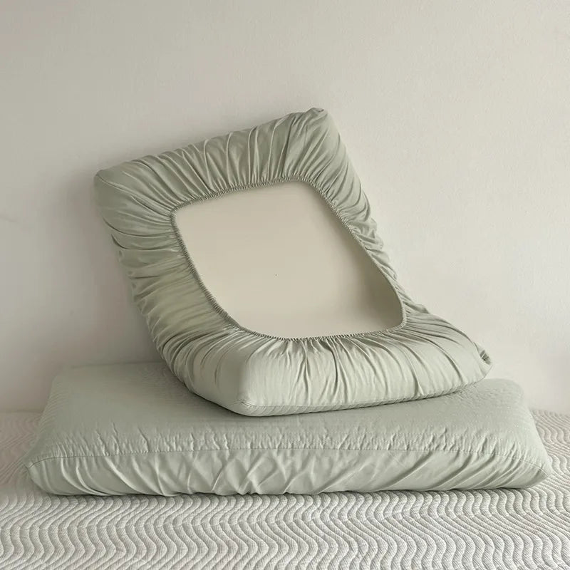 taies d'oreiller coton vert clair rayures horizontales moderne 48x74cm 40x60cm 30x50cm respectueux environnement non