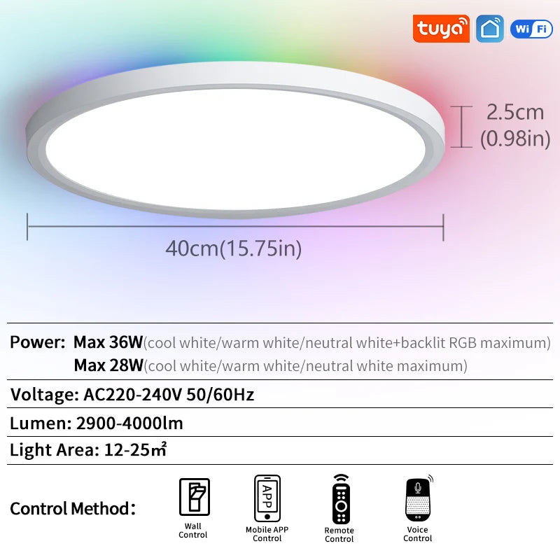 plafonnier led blanc moderne smart wifi rgb alexa app télécommandeControlEvents