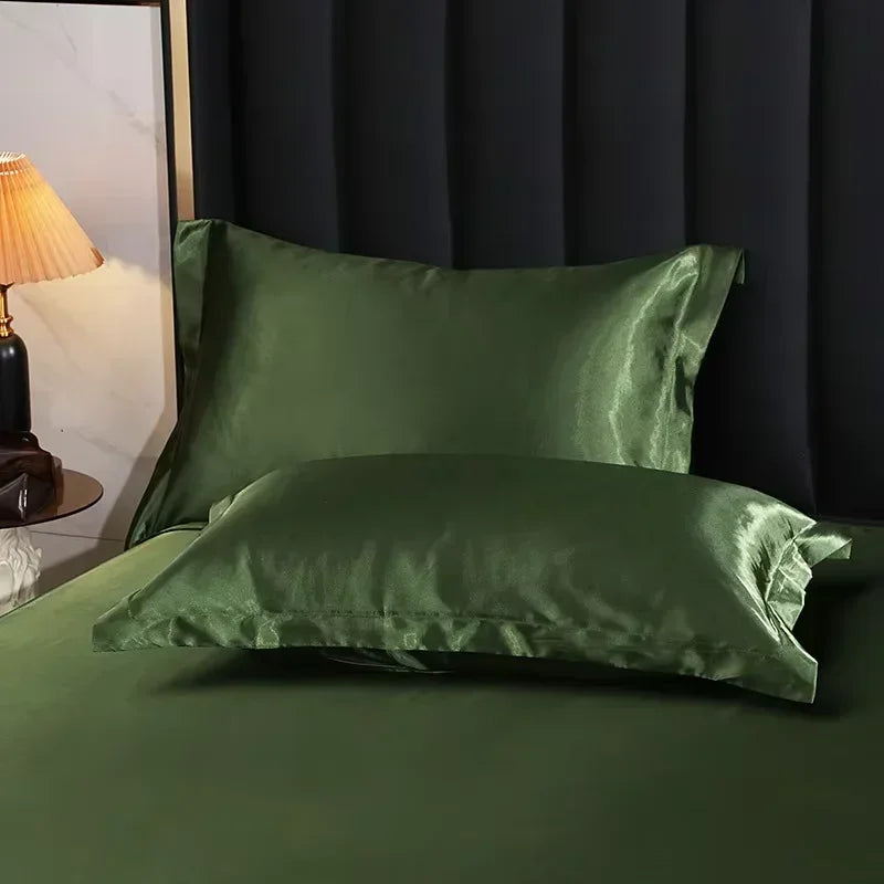 protège oreiller soie uni moderne beige gris rose vert violet bleu opulent brillant 48x74cm