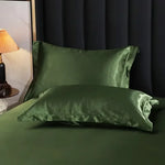 protège oreiller soie uni moderne beige gris rose vert violet bleu opulent brillant 48x74cm