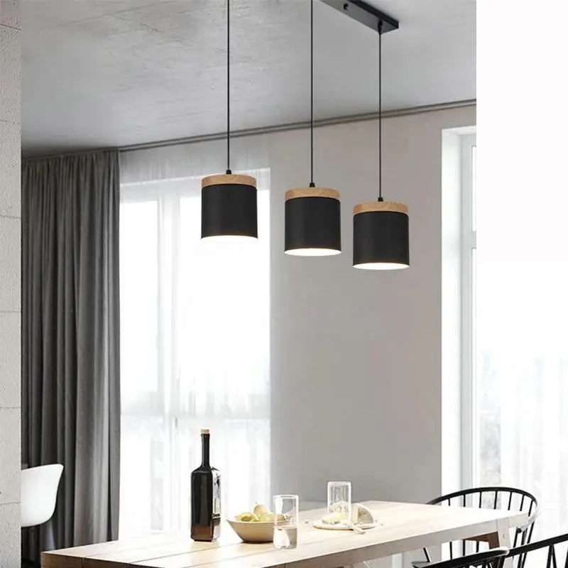 suspension lumineuse moderne minimaliste noir gris blanc matériaux aluminium éclairage led pendentif restaurant cuisine