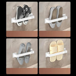 support rangement mural sabots moderne adhésif rose clair beige bleu gris rayures horizontales plastique