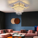 lustre suspendu cristal moderne led blanc transparent télécommande salon salle manger
