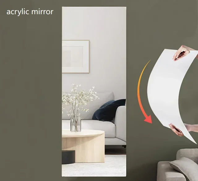 miroir mural adhésif blanc moderne 40x122cm amovible décoration intérieure salon bain