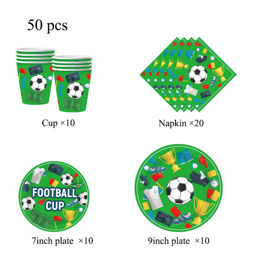 assiettes papier football motifs drapeaux ballons tablecloth serviettes napkins événements festifs anniversaires noël