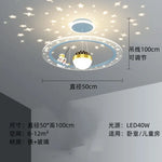 suspension lumineuse moderne astronaute étoiles blanche dorée bleue anneaux concentriques