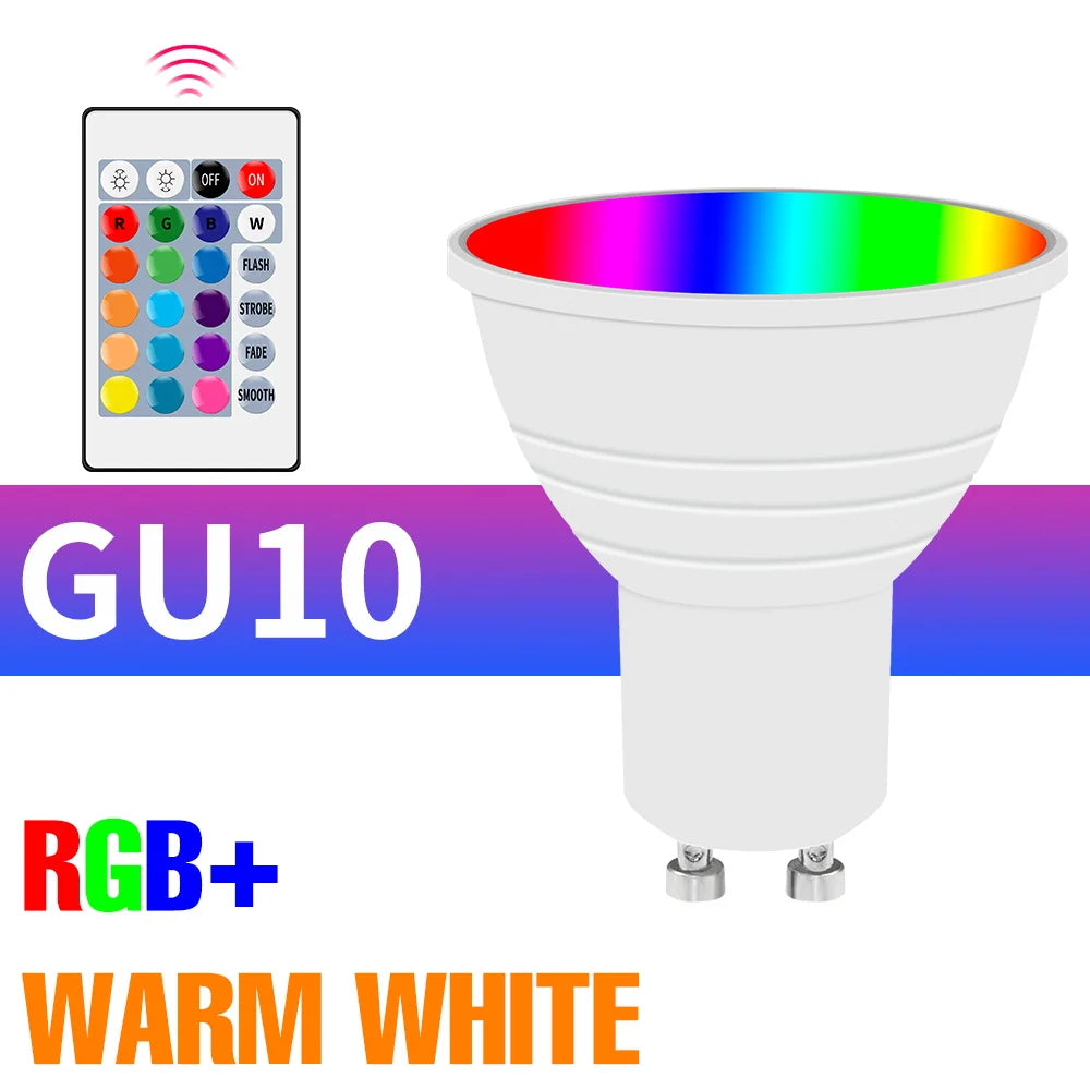 ampoule led e27 gu10 e14 rgb 15 couleurs réglables télécommande smart moderne blanc opacité