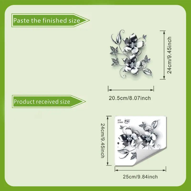 stickers decoratifs fleurs roses vertes violettes adhésifs salle bain decoration maison autoadhésifs blanc