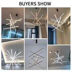 suspension lumineuse moderne têtes noir lignes géométriques scandinave flux lumineux élevé télécommande