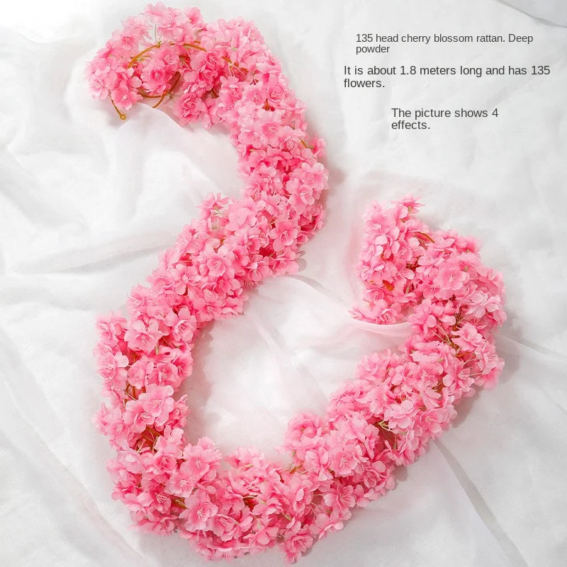 décoration intérieure guirlande fleurs artificielles rose clair mariage anniversaire baby shower pendaison crémaillère