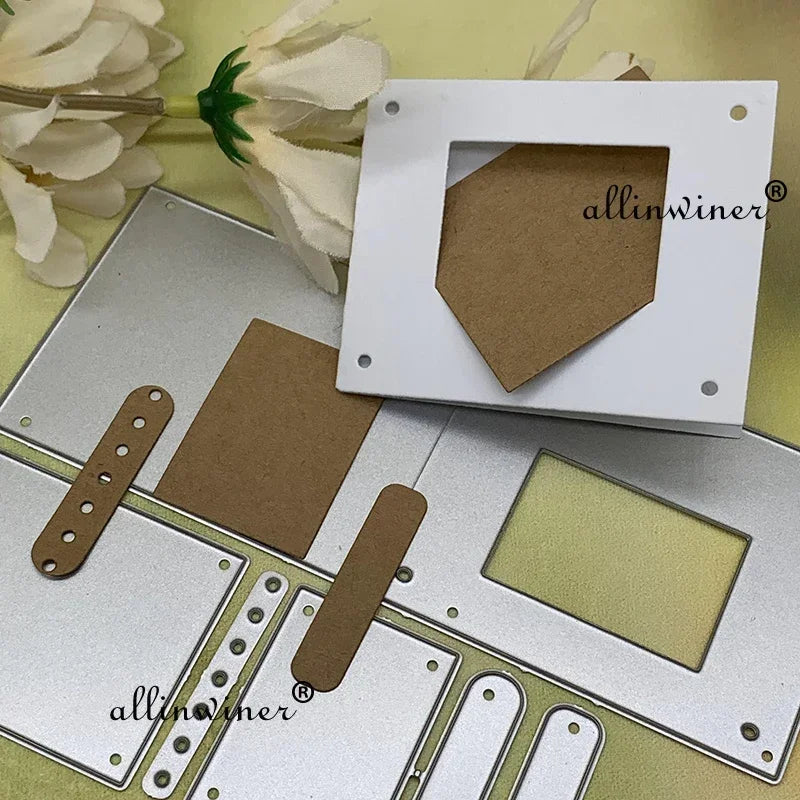 matrices découpe métal scrapbooking diy cadre photo blanc marron carré rectangle moderne fixations rechange