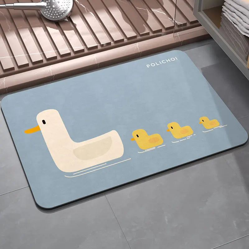 tapis bain animaux canards gris jaune beige diatom respectueux environnement opacité simple coloré 40x60