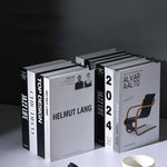 décoration moderne livre faux livres typographie minimaliste noir blanc gris