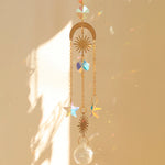 décoration murale boho or transparent lune soleil étoiles cristal extérieur jardin
