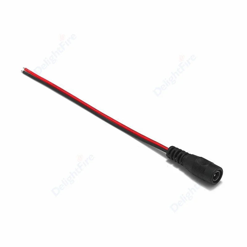 câble électrique 5.5x2.1mm noir femelle mâle adaptateur dc 24v certification rohs led cctv alimentation