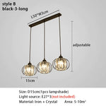 Suspension lumineuse moderne or noir lumières transparentes câbles suspendus chambre salon