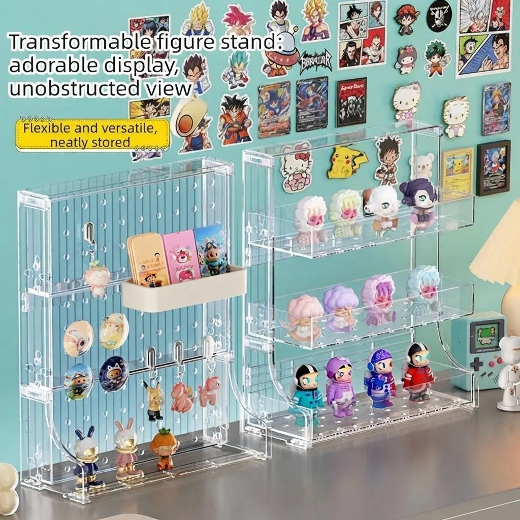 présentoir transparent moderne figurines bijoux rangement multi niveaux carré ludique 31cm hauteur 26cm largeur