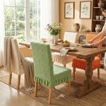 housse chaise classique rayures vert clair beige gris bleu marine polyester coton ruffles