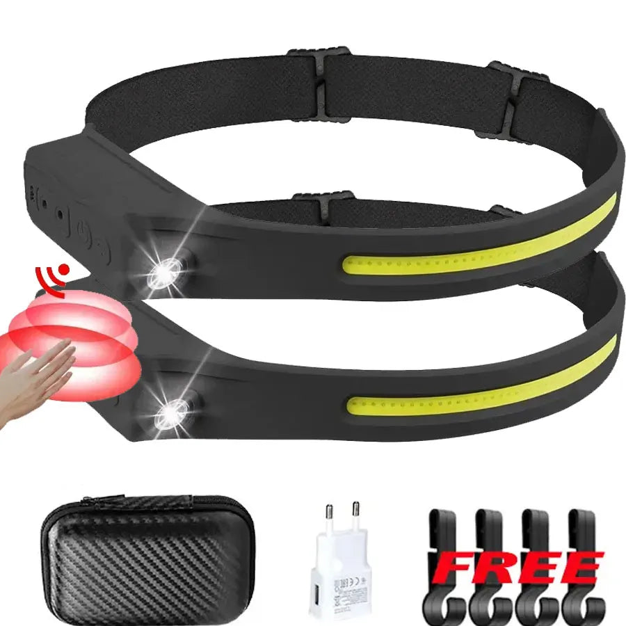 lampe frontale rechargeable led cob modes étanches noir silicone pratique