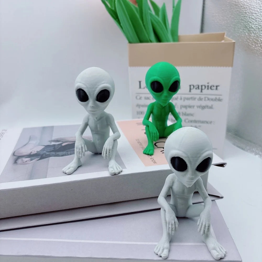 statuettes extraterrestres vertes gris modernes decoratives impression 3d magazines tulipes bougie boîte