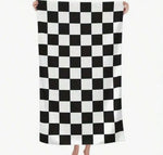 serviette plage microfibre absorbante rapide noir blanc rayures moderne grande taille