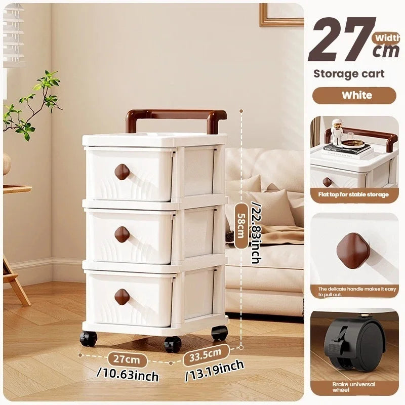 meuble rangement tiroirs roues blanc moderne rayures grises